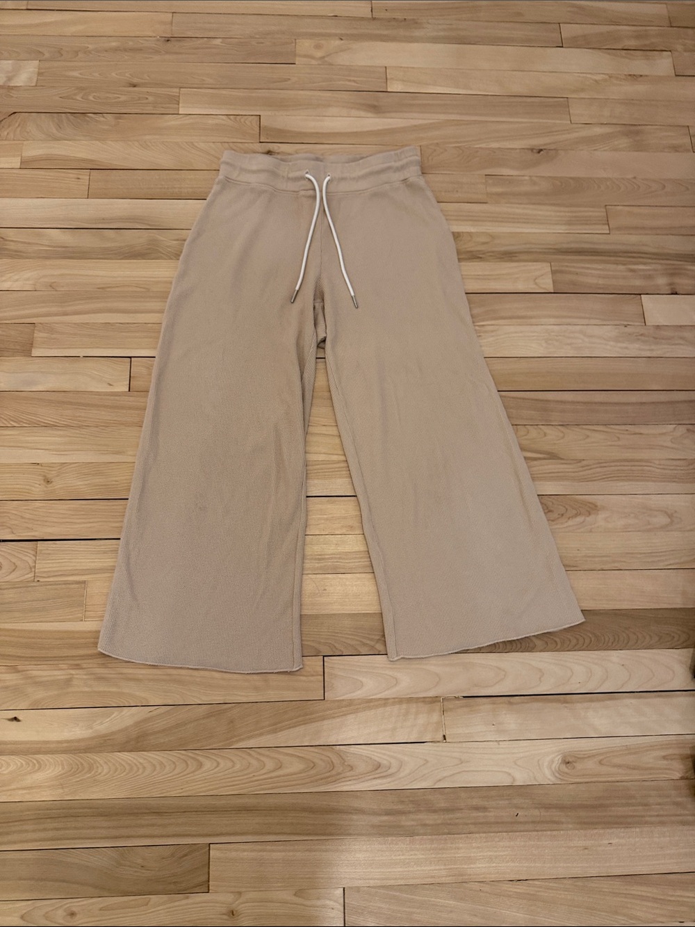 Mate the label crop pajama pants wide leg Cream